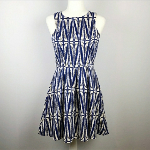 Francesca's Alya Blue Patterned Dress - Picture 1 of 4